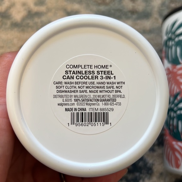 Compete Home Stainless Steel 3-in-1 Can Cooler Koozie | Leaf Print (2-items) - Picture 4 of 4